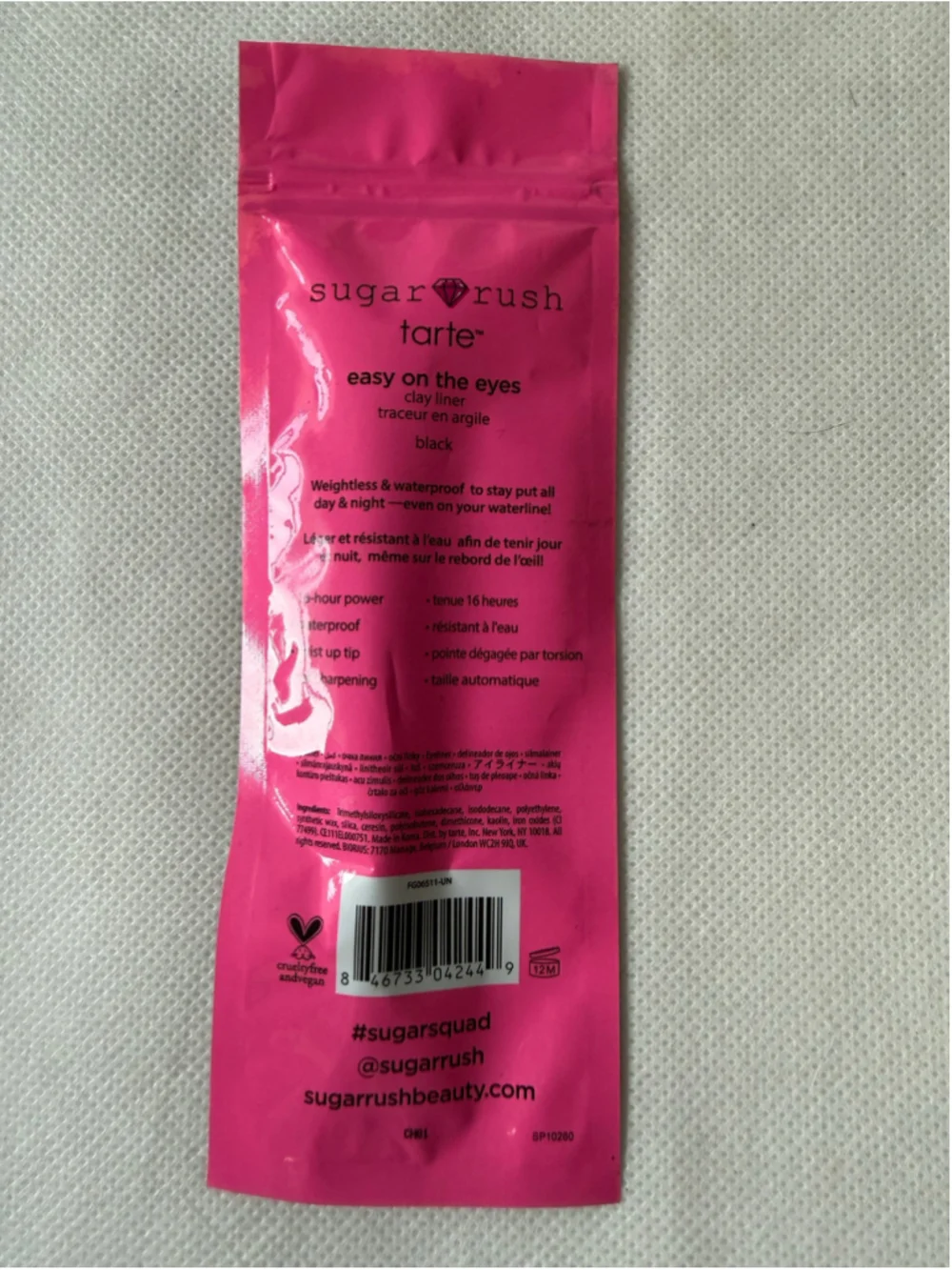 NWT Tarte Sugar Rush Easy on The Eyes Clay eyeliner in Black waterproof